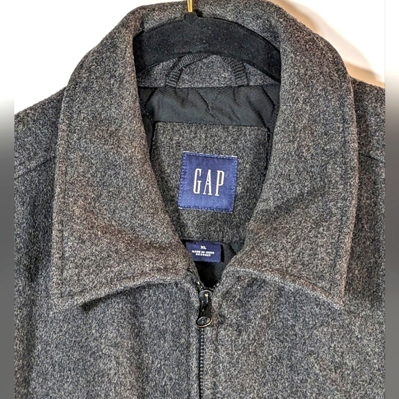 Gap Y2K Wool Blend Grey Men's Zip Up Winter Jacket Size XL - Picture 7 of 11